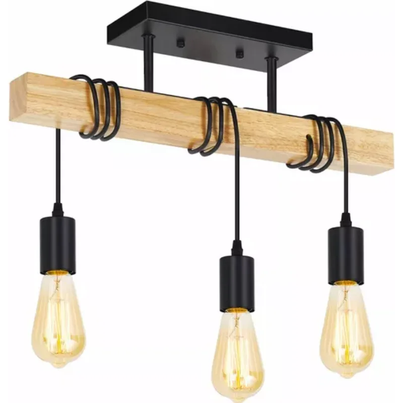 Industrial pendant light, retro wooden pendant light, ceiling light, pendant light