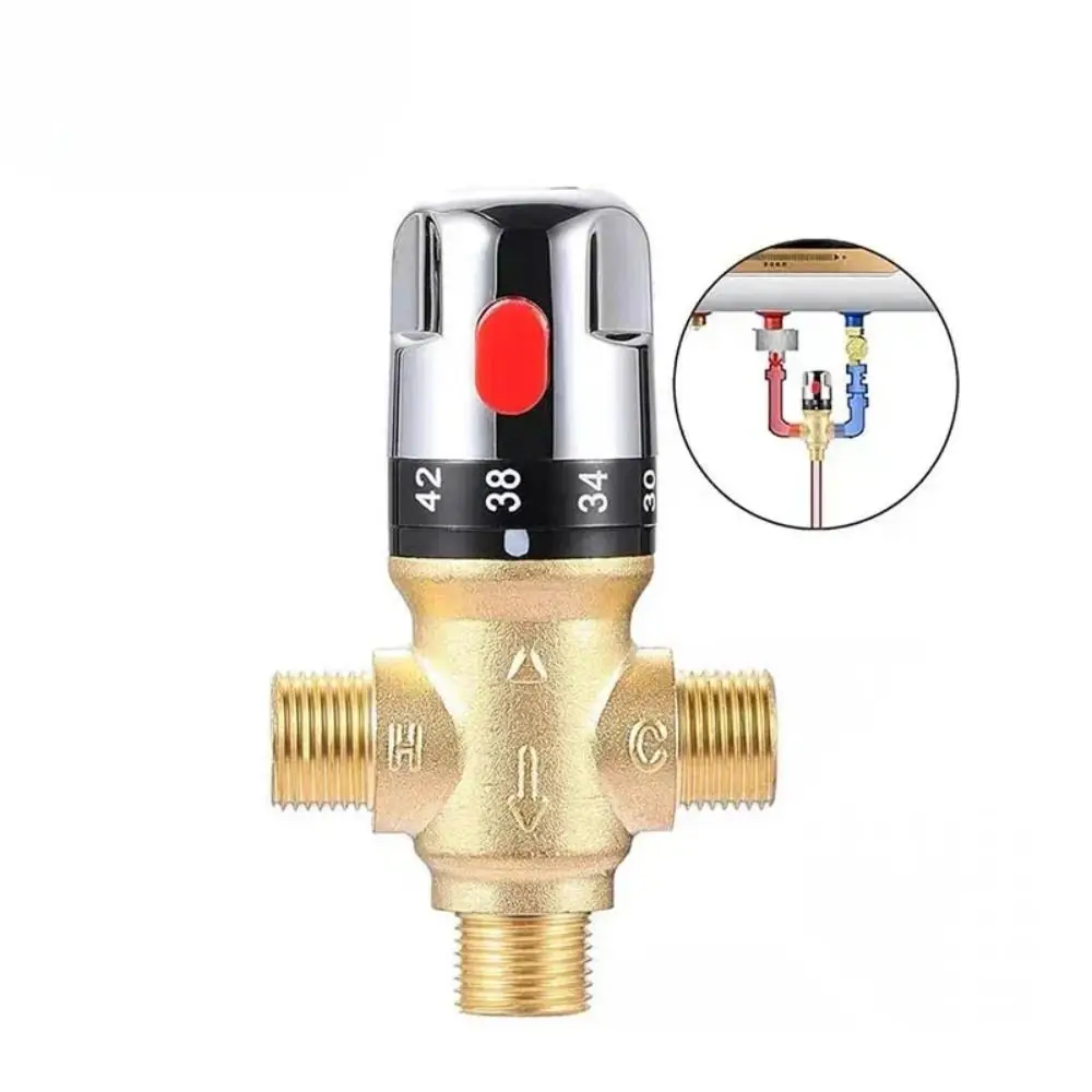 Solid Brass Thermostatic Mixing Valve 3Way Pressure Balance Temperature Control Valve General-purpose Hot and Cold Control