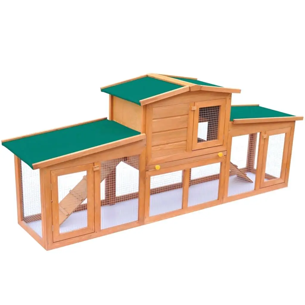 Spacious Wooden Rabbit Hutch & Small Animal Cage with Dual Runs - Perfect Pet House