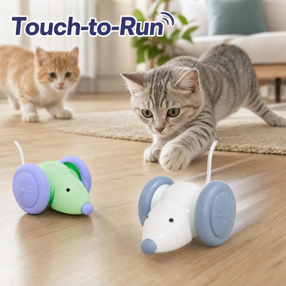 Hot Electric Mouse Car Interactive Cat Toy Rechargeable Automatic Kitten Toy Intelligent Obstacle Avoidance Cat Car Toy