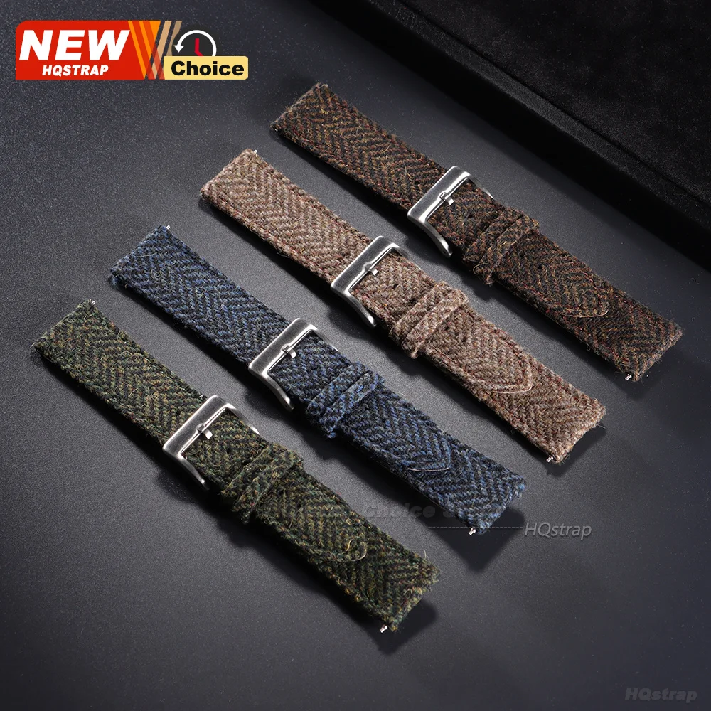 18mm 20mm 22mm Tweed Nylon Strap for Omega Smartwatch Leather Quick Release Band for Seiko Bracelet for Rolex Vintage Universal view 6