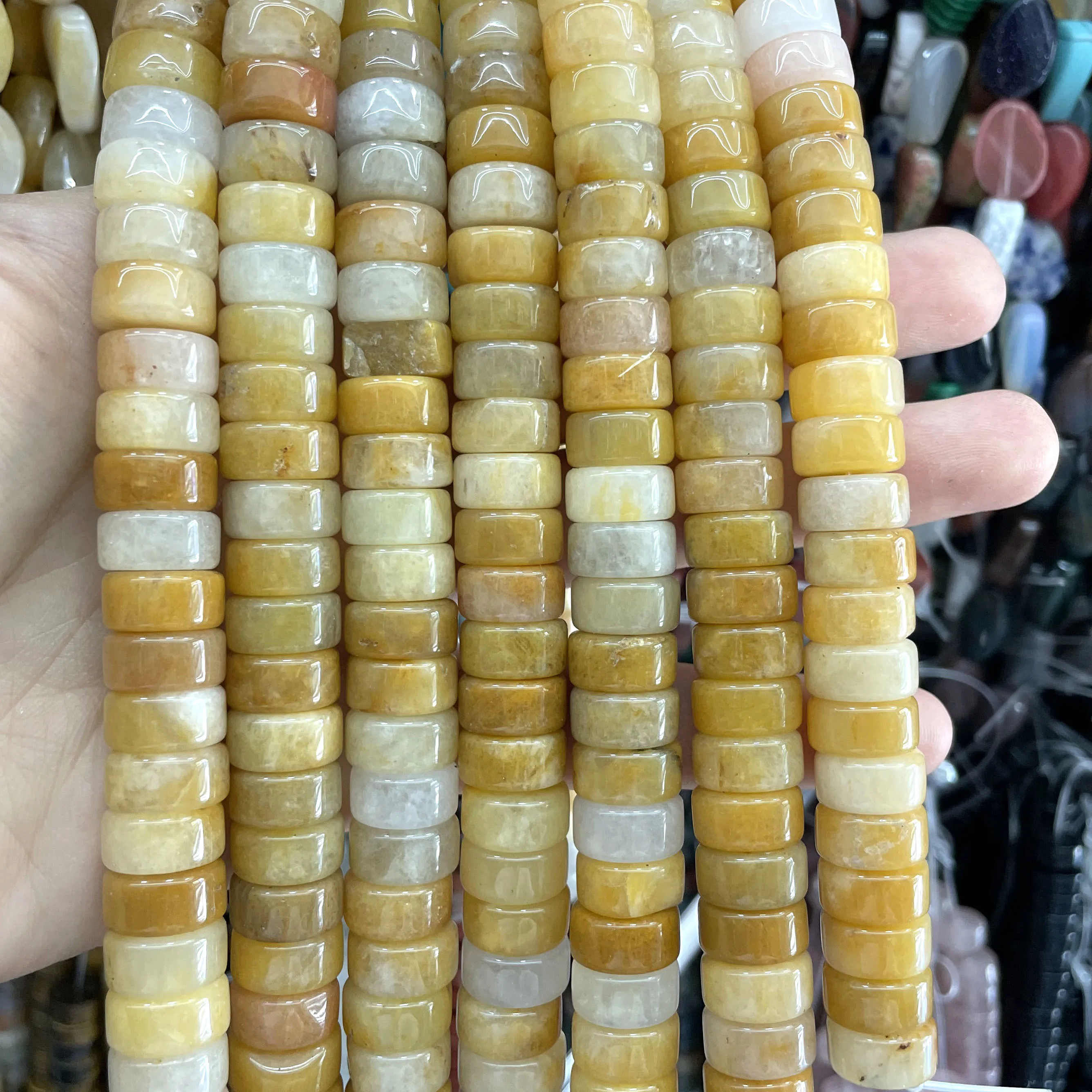 6X12MM Naturstein-Achate, Tigerauge, Quarz, Türkis, lose Spacer-Perlen für die Schmuckherstellung, DIY-Armbänder, Halsketten-Zubehör – Detail 8