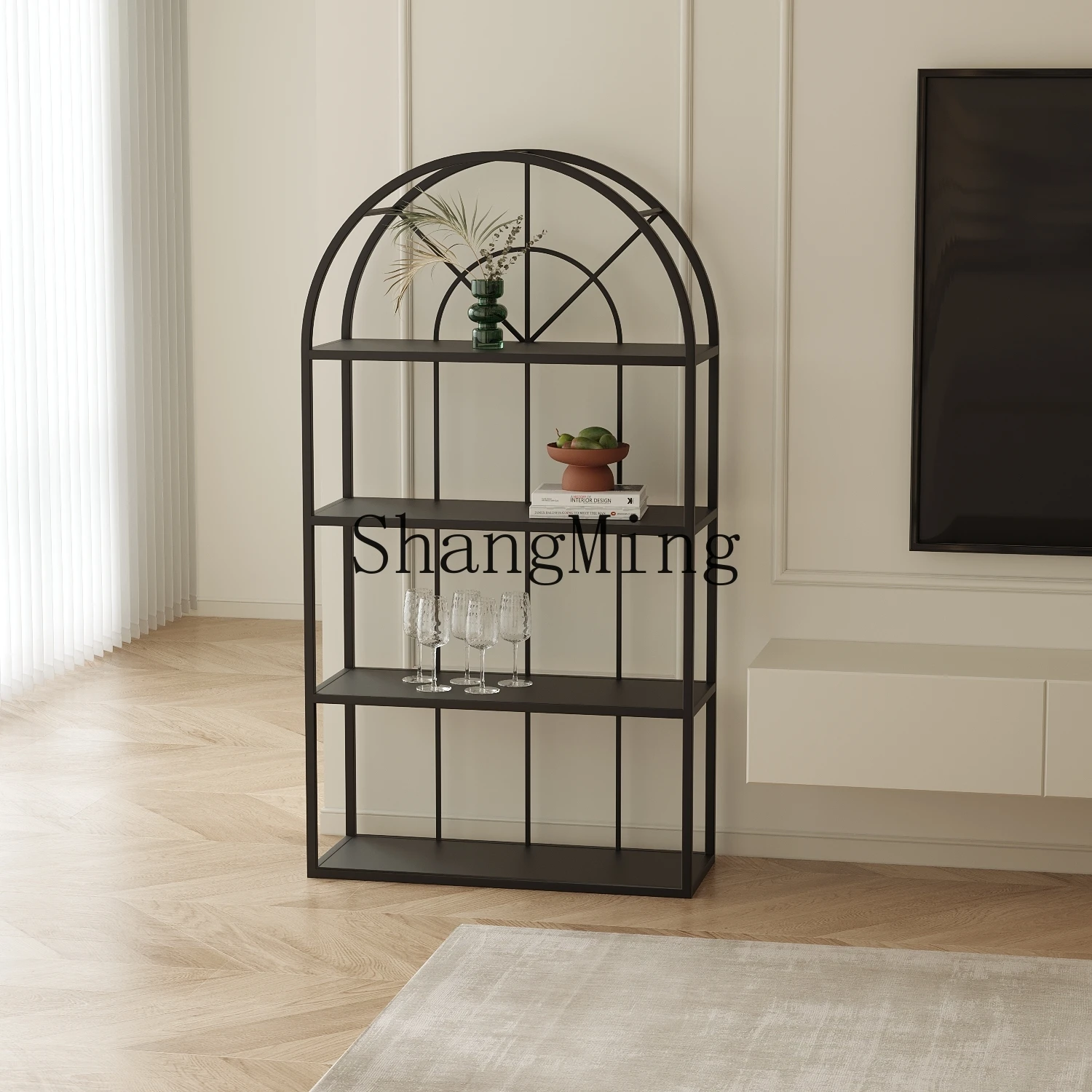 رف أرضي قديم CL، غرفة معيشة على الحائط للتخزين، رف تخزين عرض متعدد الطبقات للمنزل الحديث