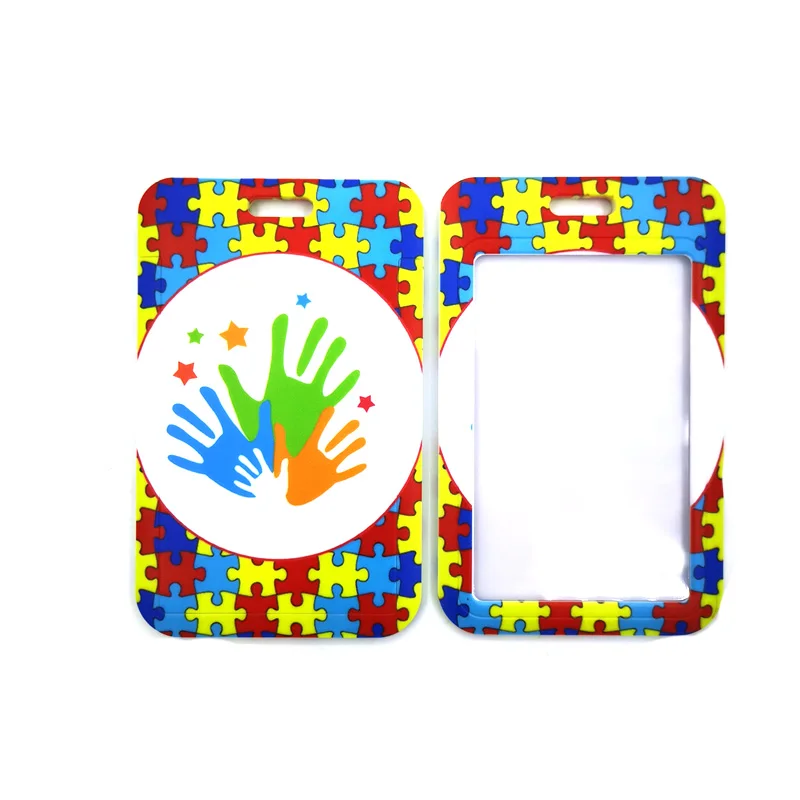 Autism pattern palm puzzle Art Cartoon Anime Fashion Lanyards Bus ID Name Work Card Holder Accessories Decorations Kids Gifts