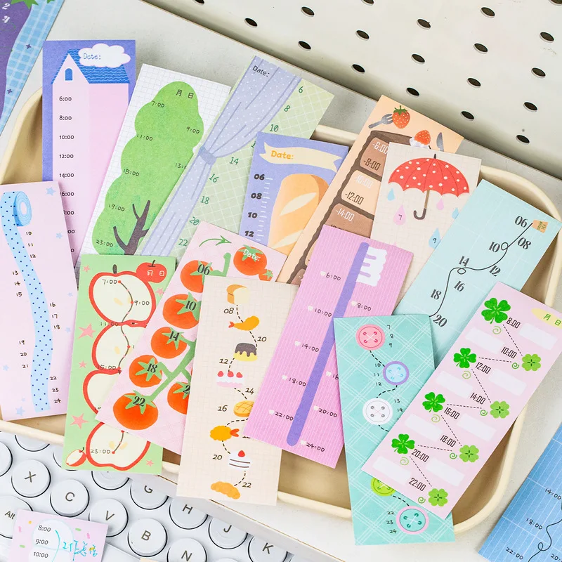 30 Sheets Writable Paper Memo Stickers, Cute Time‑Track Decor Decals for Diary Scrapbooking Card‑making