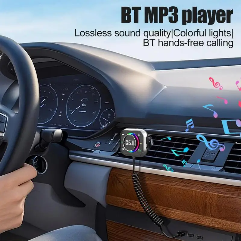 

Wireless Transmitter Car Wireless Receiver With Noise-Canceling Microphone For Car Multifunctional Portable Receiver For Travel