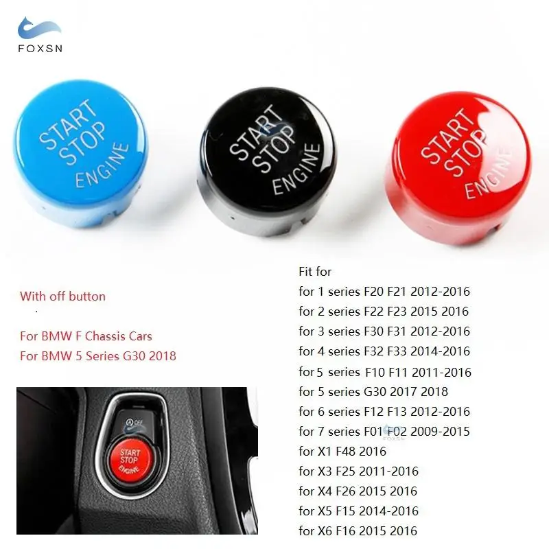 For BMW 1 2 3 4 5 7 F10 F25 F15 F25 F30 F48 E60 E70 E71 E90 E92 E93 X1 X3 X4 X5 X6 Engine Start Stop Switch Button Replace Cover