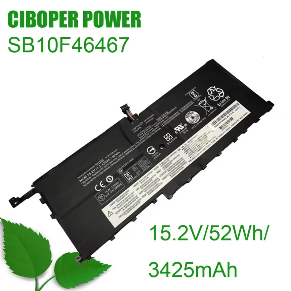 CP Laptop Battery 01AV409 00HW029 00HW028 SB10K97566/7 SB10F46466 01AV439 SB10F46467 For X1C Yoga Carbon Gen 4 2016 Ultrabook