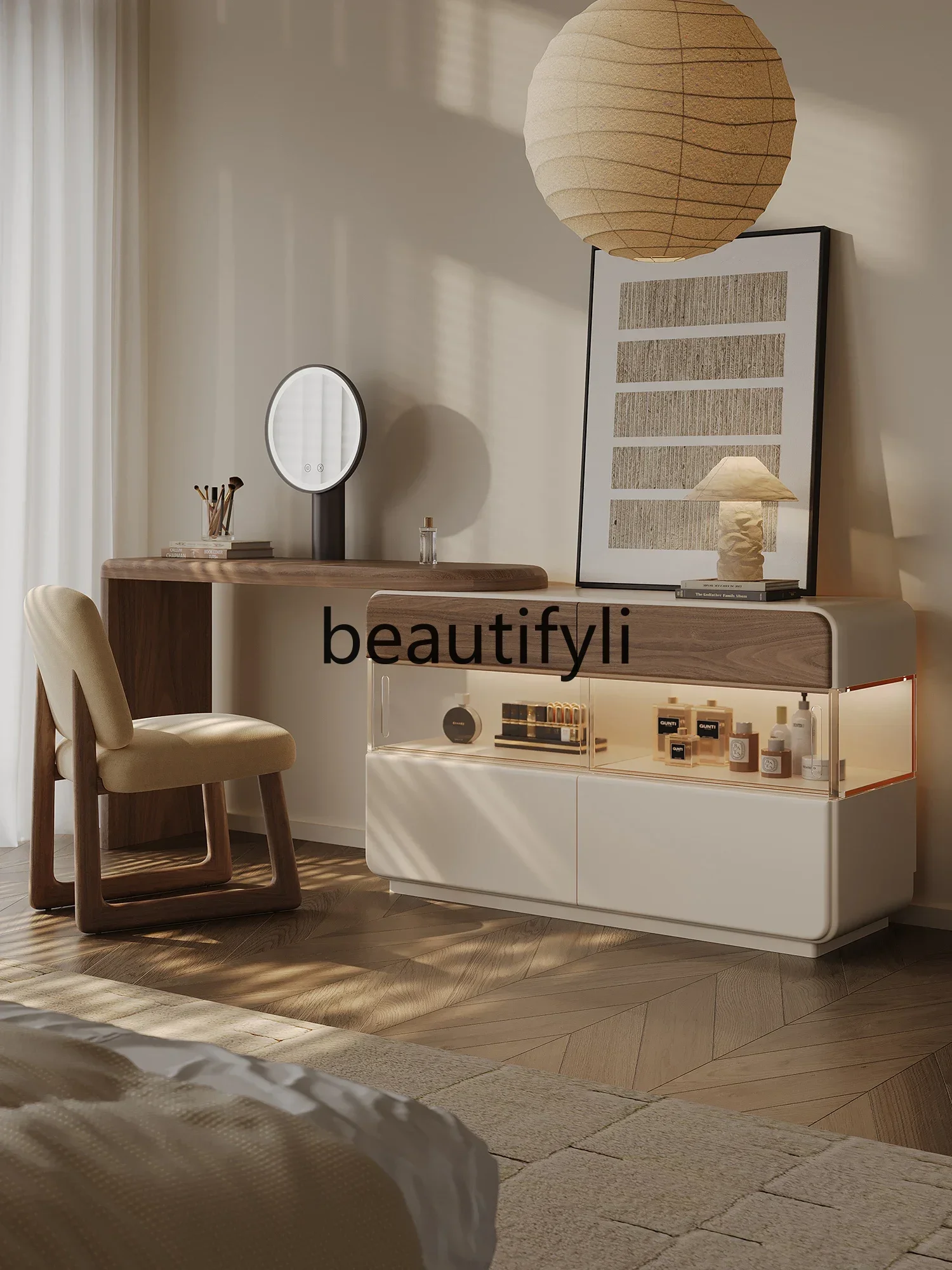 

Makeup table, bucket cabinet, integrated bedroom, light luxury, high-end master bedroom, corner display cabinet