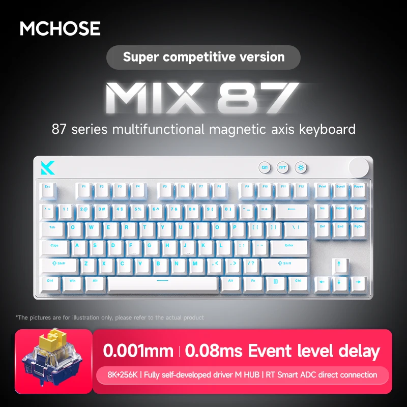 Mchose Mix87 Magnetic Swtich Keyboard Wired Gaming Keyboard 8K+256K Esport 0.08ms Low Latency E-Sports Custom Gamer Accessories