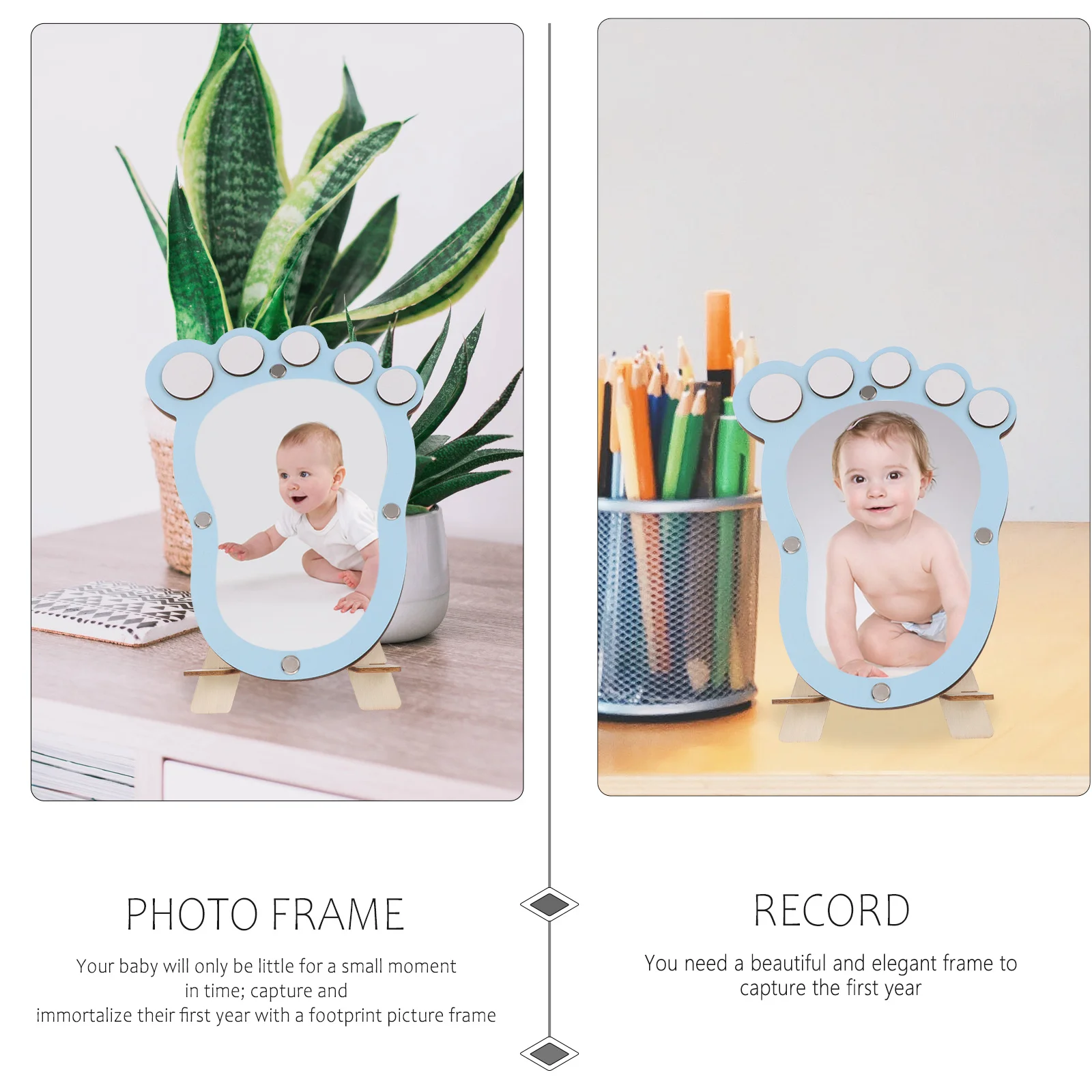 

1Pcs Baby Growth Footprint Picture Frame Keepsake for Newborn First Tooth Step Record Baby Photo Frame Infant Growth Display