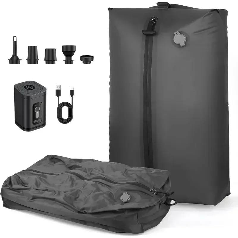 17L/28L/34L Vacuum Compression Bag with Electric Pump, Reusable Travel Storage Bag, Space Saving Luggage Organizer Black