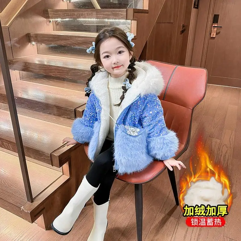 Sanrios Girl Winter Cotton Clothes Cinnamoroll Kawaii Cartoon Kuromi Woolen Sweater Coat New Thicken Keep Warm Cute Jacket