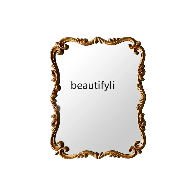 

French Retro Bedroom Makeup Mirror Dressing European Style Wall-Mounted Fireplace Decoration Bathroom Bathroom Mirror