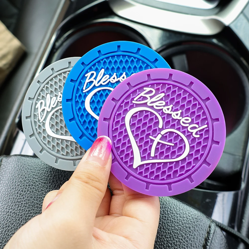 Car Coaster Water Cup Holder Anti Slip Coasters Pads Water Cup Slot Non-Slip Mat Waterproof Fits Perfectly For Most Cups