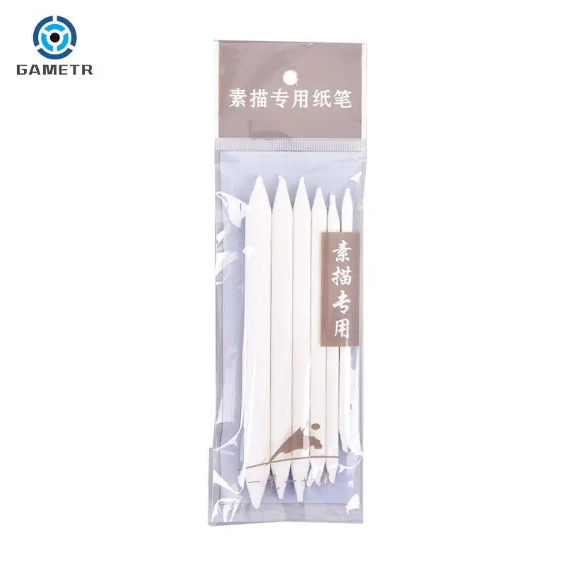 6pcs/set Mix Smudge Stump Stick Tortillon Sketch Art White Drawing Charcoal Sketcking Tool Rice Paper Pen artist Supplies