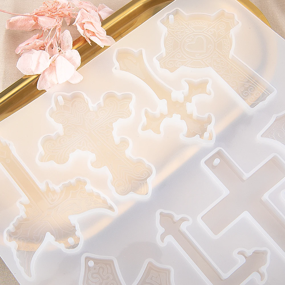 Cross Pendants Resin Mould Silicone Mold for DIY Jewelry Making Pendant Keychain Necklace Crystal Crafts Casting Tools