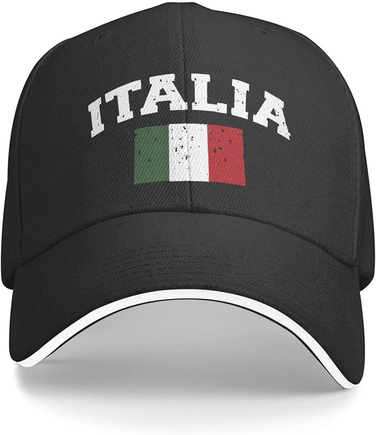 Italia włochy flaga włoska Logo klasyczne, regulowana dopasowana do mężczyzn damska niskoprofilowa czarny kapelusz czapka z daszkiem