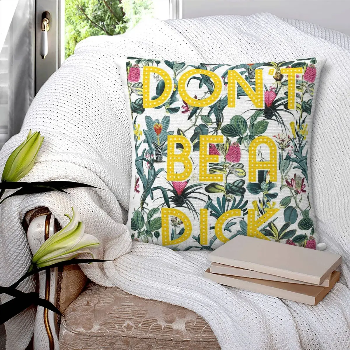 Don't Be A Dick Square Pillowcase Polyester Linen Velvet Creative Zip Decorative Pillow Case Home Cushion Cover 45x45 view 3