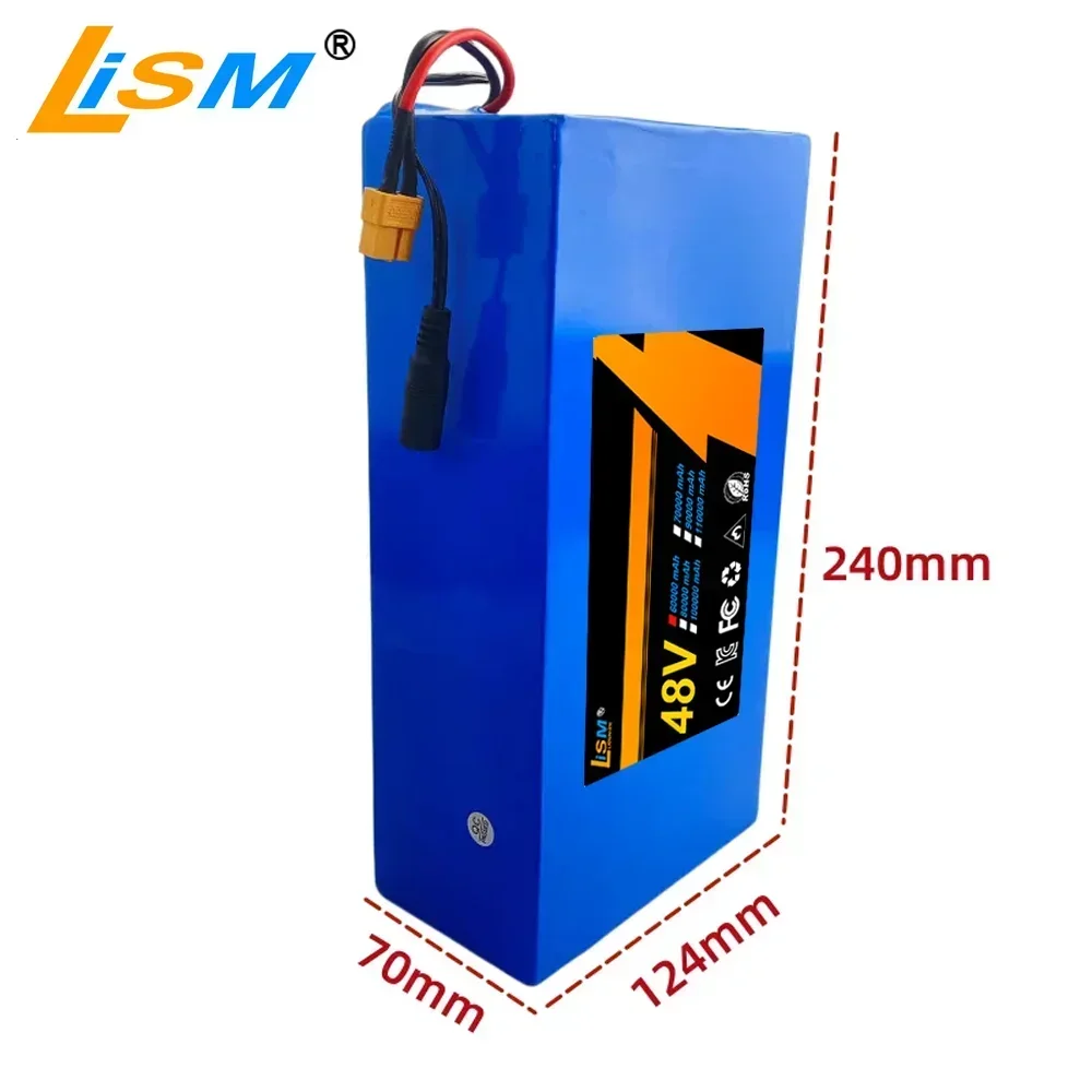 13S6P 48V 60Ah Lithium Battery Pack Suitable For Electric Bicycle Kick Scooter, 18650 Built-in Intelligent BMS Ele