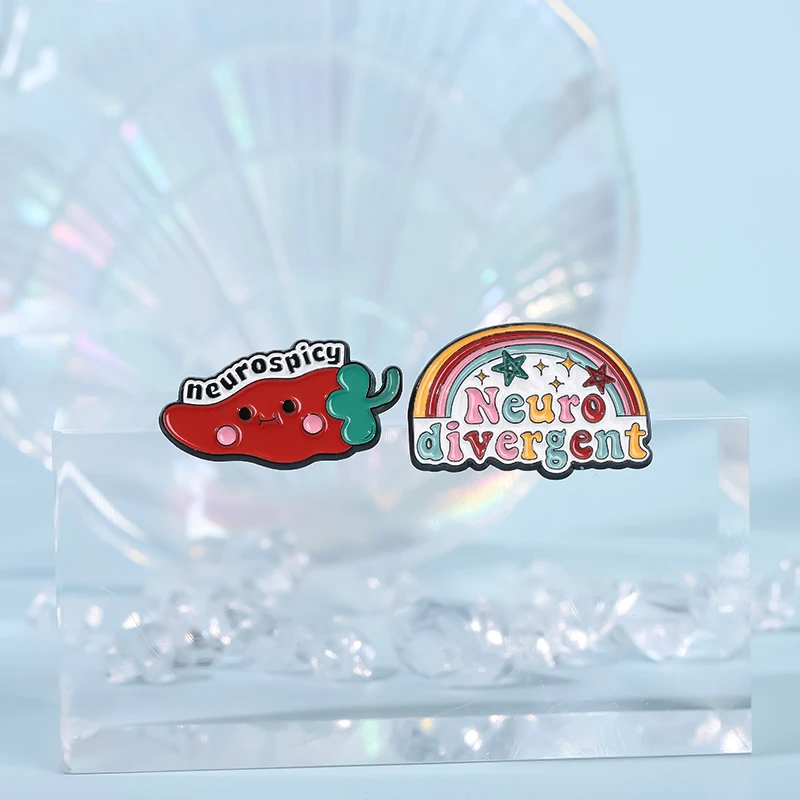 Neurospicy Funny Chili Enamel Pin Neurdivergent Autism ADHD Dyslexia Autistic Mental Health Brooches Badge Jewelry Accessories