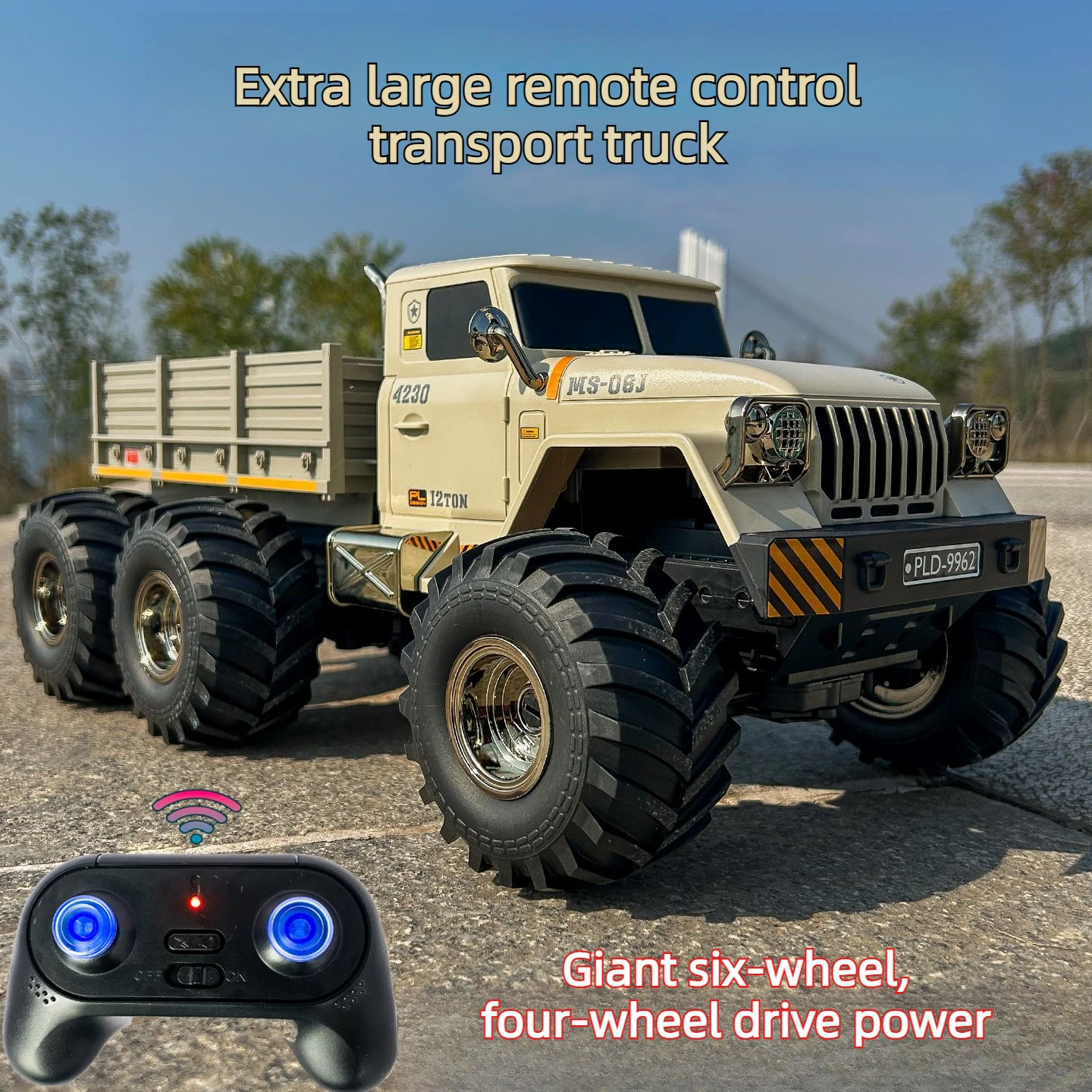 Großer RC-Pickup-Transporter 2,4GHz 6-Rad 4WD Wiederaufladbarer Rutschfester Verschleißfester Ferngesteuerter LKW-Modell Spielzeug Geschenk