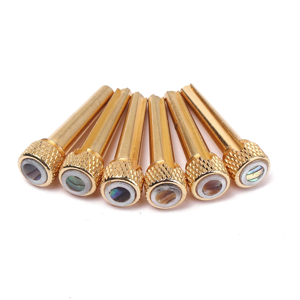 

6 Pcs Celestial Nail Guitar Bridge Pins Replacement Parts Brass Tone Ebony Bass