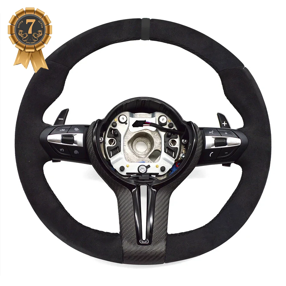 

For BMW F30 F10 Alcantara Leather Dry Carbon Fiber Baked Paint Black Button Frame M Performance Steering wheel Assenbly