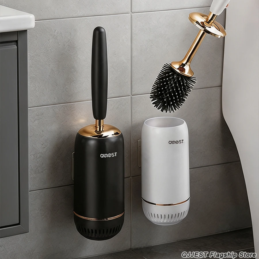 Toilet brush household wall-mounted Long Handle Silicone Cleaning Brush No Blind Spot Bathroom Accessories