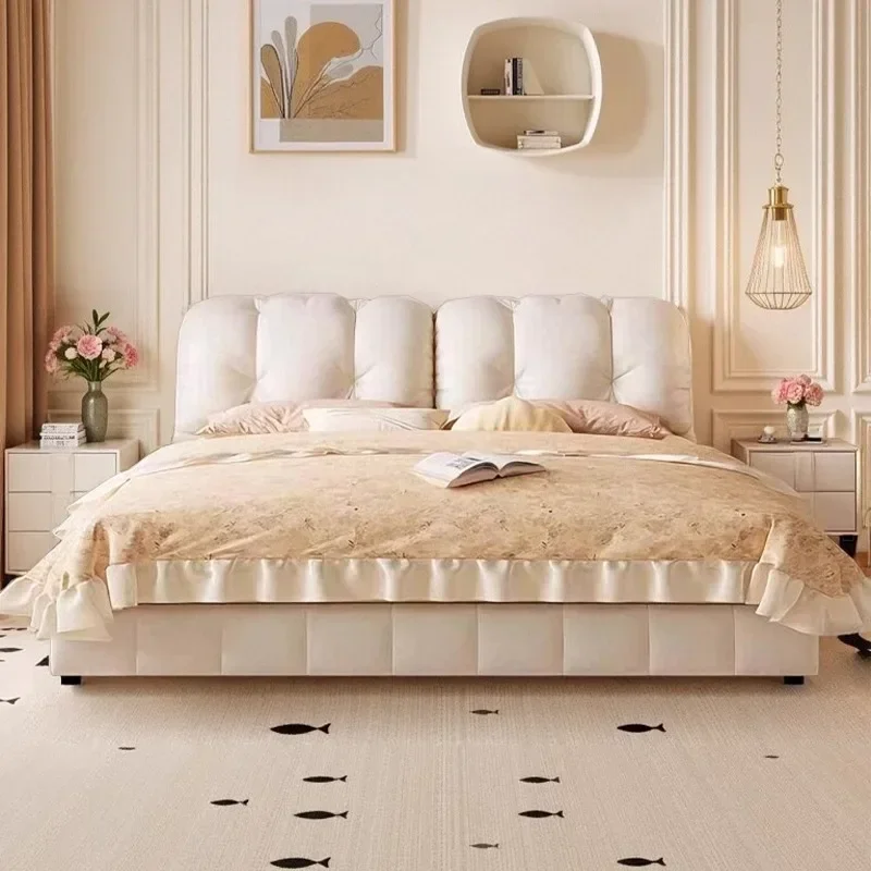 Full Size Headboard Hotel Bed Upholstered King Size 2 People Queen Bed Frame 180x200cm Luxury Double Home Bedroom Furniture
