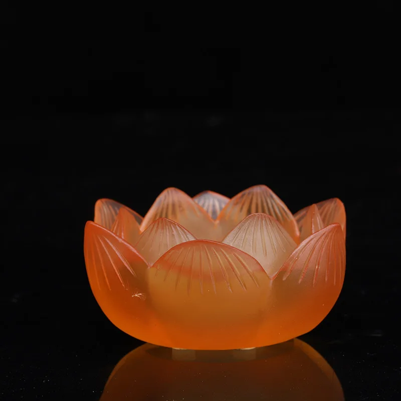 

Colorful Glazed Lotus Oil Lamp Home Buddhist Altar Offering Long-lasting Candle Holder Candlestick for Wall of Ten Th