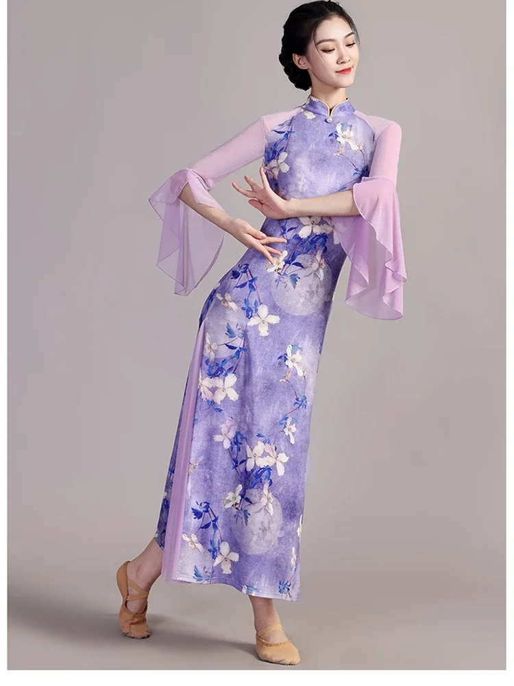 Costume da ballo cheongsam di danza classica costume da spettacolo di danza in stile retrò