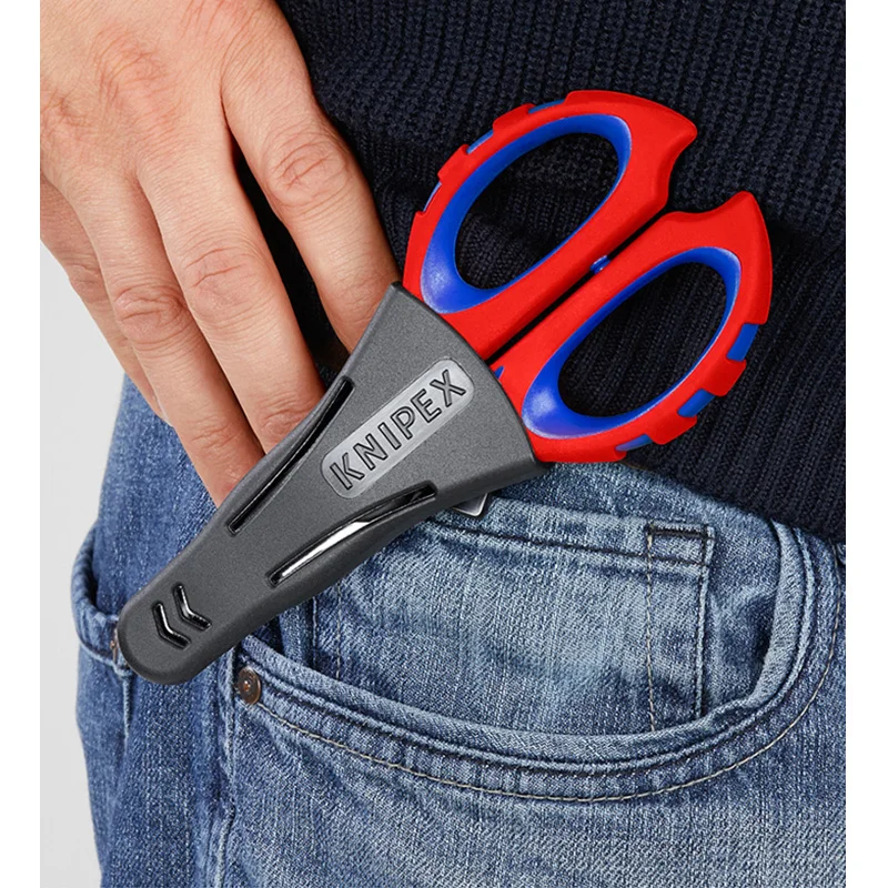 KNIPEX 950510SB Electrician Scissor for Cutting Electrical Wires with Multi-Component Grips Glass Fibre Reinforced