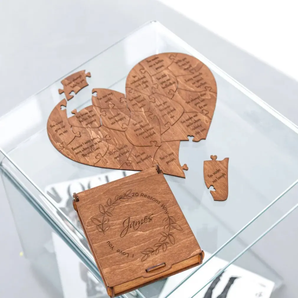 Puzzle regalo anniversario in legno 2024 Puzzle romantici di san valentino coppie Love Puzzle con motivi per cui ti amo miglior regalo