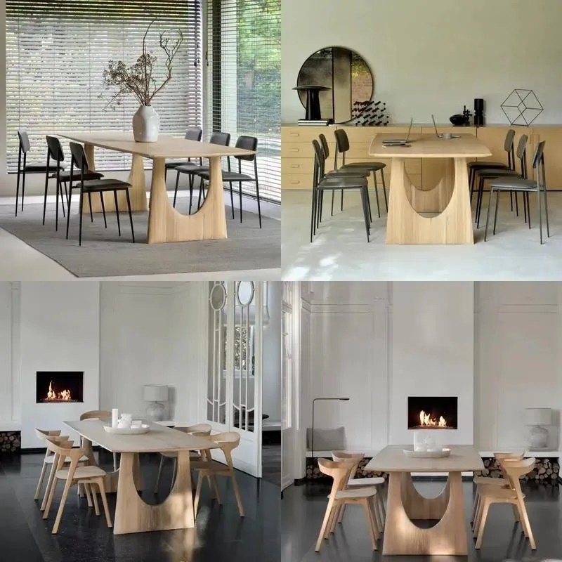 Modern Furniture High Quality Heavy Duty Solid Wood 6 8 10 Seats Restaurant Villa Rectangle Wooden Dining Table