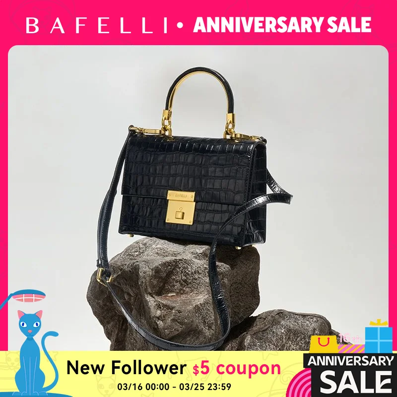 

BAFELLI PURSE 2025 LUXURY BAG CROCODILE GRAIN LEATHER EVENING HANDBAG FASHION BUSINESS HANDLE CASUAL WOMEN FEMALE CROSSBODY