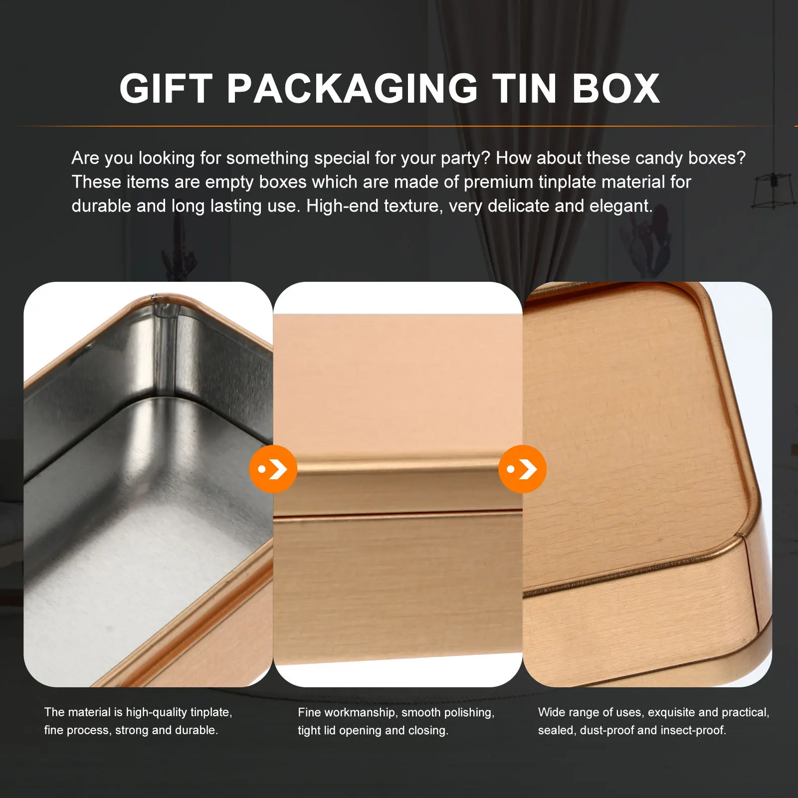 

4pcs Gift Packaging Box Tinplate Tins For Candy Usb Storage Sealed Dustproof Smooth Lid Wedding Party Favors