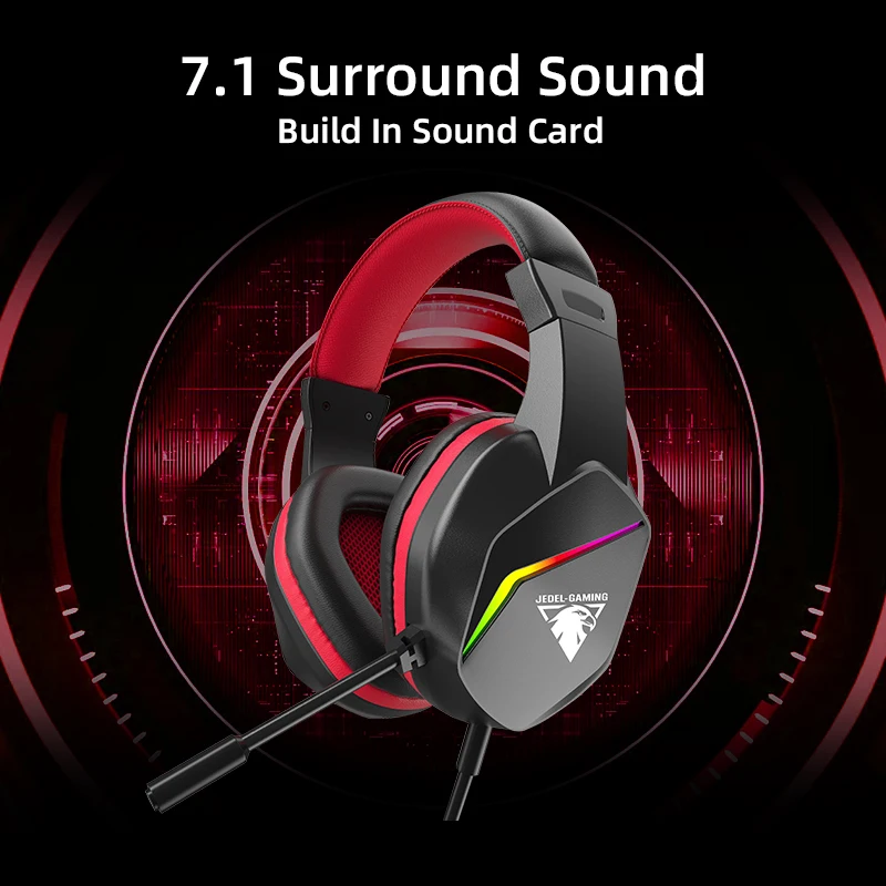 7.1 Surround Stereo Sound Gaming Headset Shining RGB Light Ergonomic Design Breathable Ear Pads Plug and Play