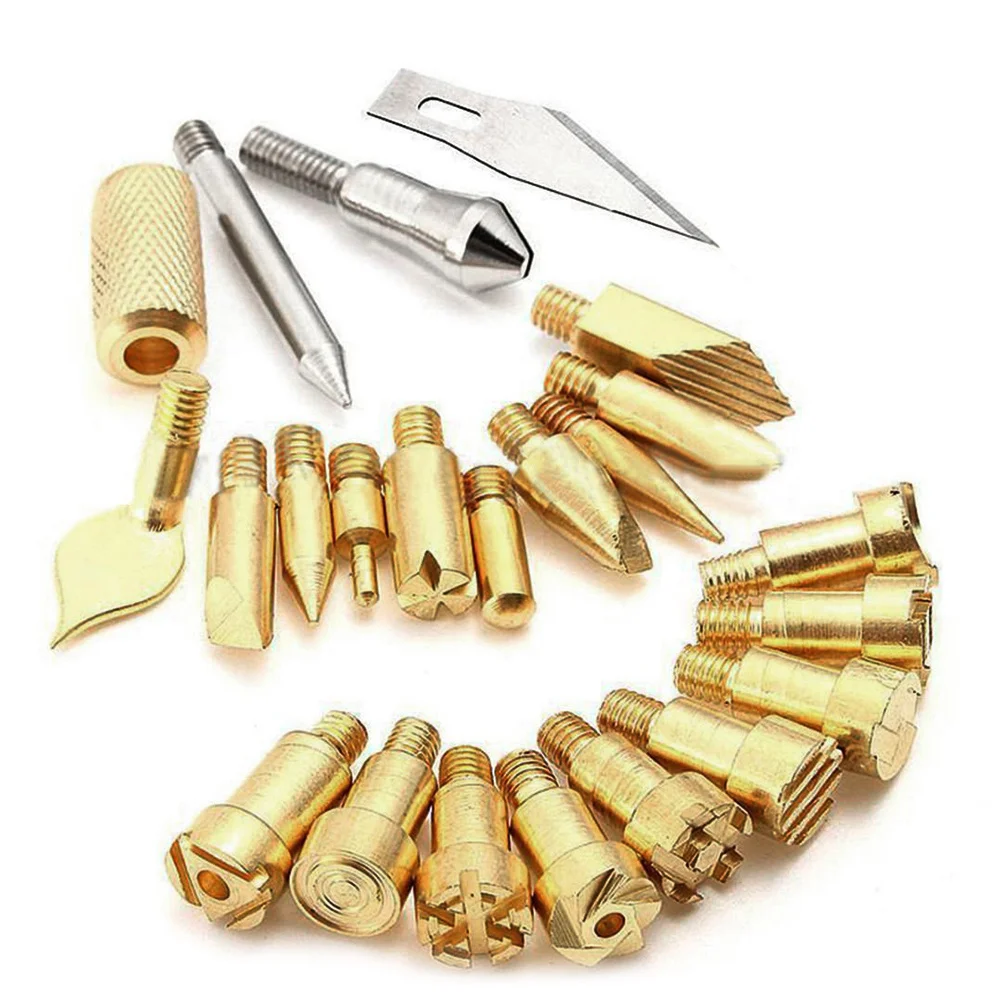 

23Pcs Copper Soldering Iron Tips Set for Pyrography Handmade Wood Sealing Engraving Decorative Patterns DIY Tools Kit