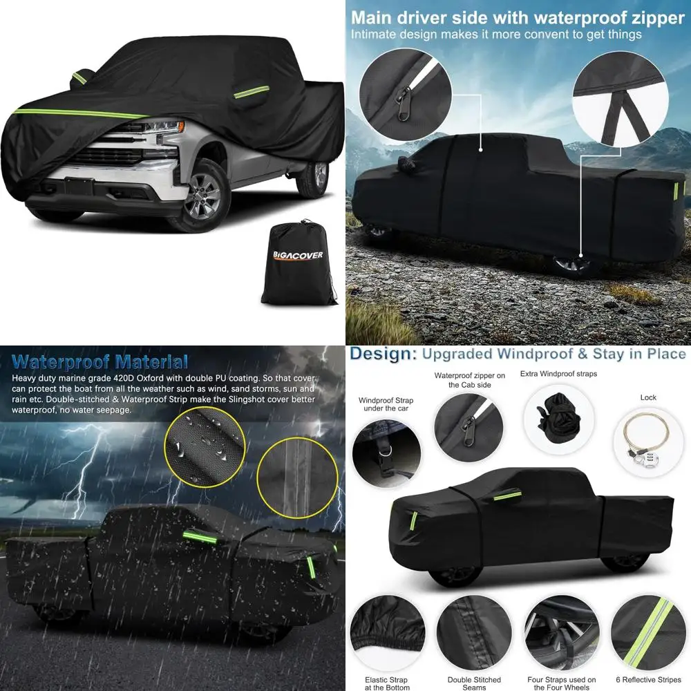

Водонепроницаемый сверхмощный всепогодный чехол для пикапа для экипажа с кабиной 6,6 футов, ветрозащитный чехол на молнии, всесезонная защита