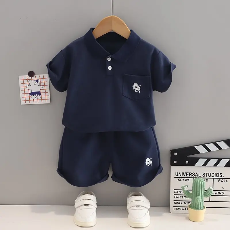 polo collar set summer children's summer boys short-sleeved shorts two-piece set summer children's casual children's clothing