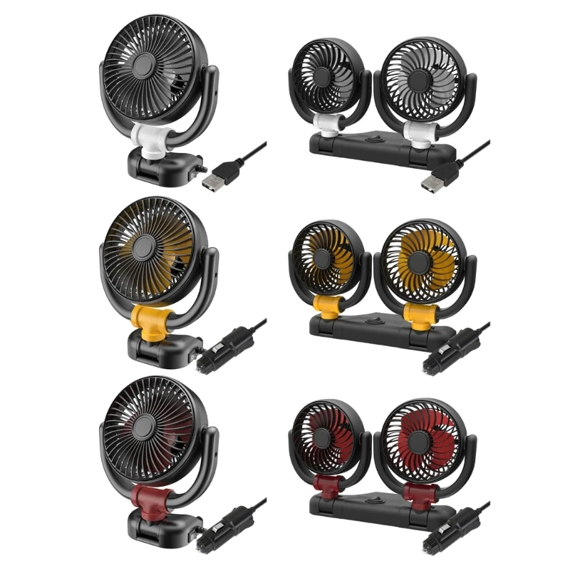 

2-speed Car Cooling Fan 5V 12V 24V Double Head Fan 360 Degree Adjustable Air Fan