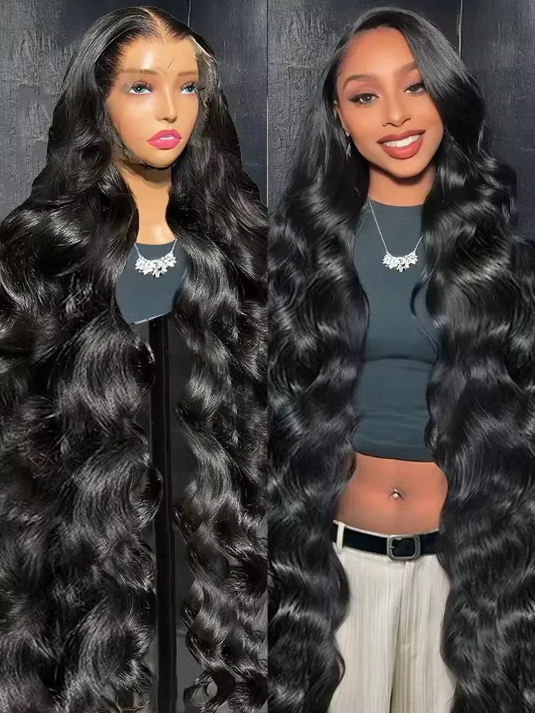 40 46 Inch Body Wave HD Transparent 13x6 360 Lace Front Human Hair Wigs Brazilian Wavy 200% Density 13x4 Frontal Wig For Women