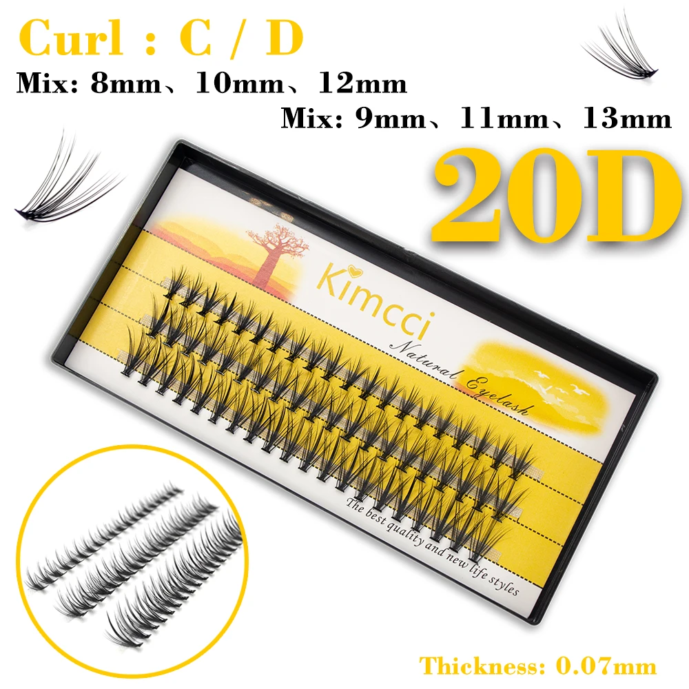 1BOX MIX Length  20D Individual Eyelash Extension Makeup Grafting Cluser Eyelashes Natural Soft False Eye Lashes Cilia as SILK