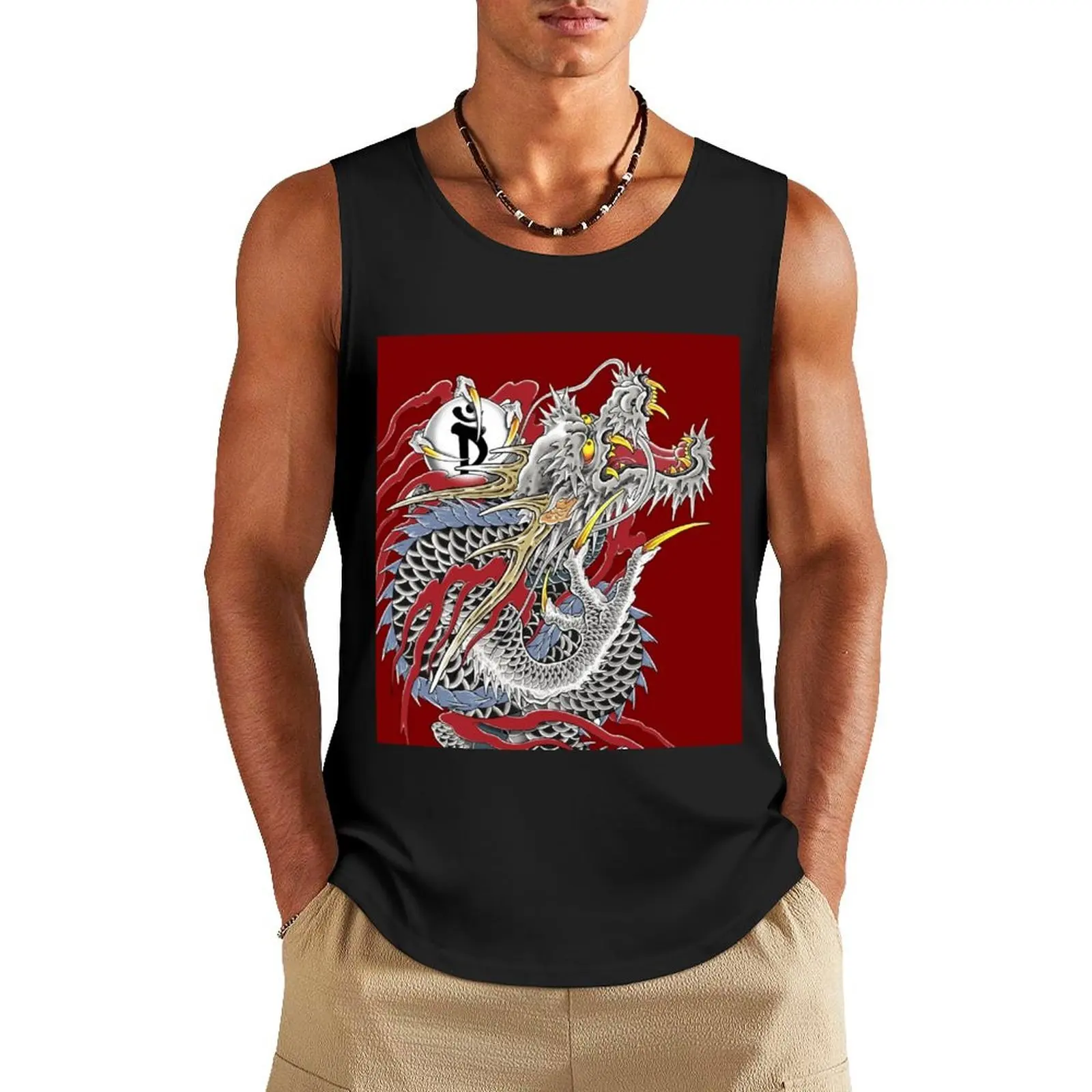 Yakuza Dragon Tattoo Tank Top gym summer clothes gym clothes men