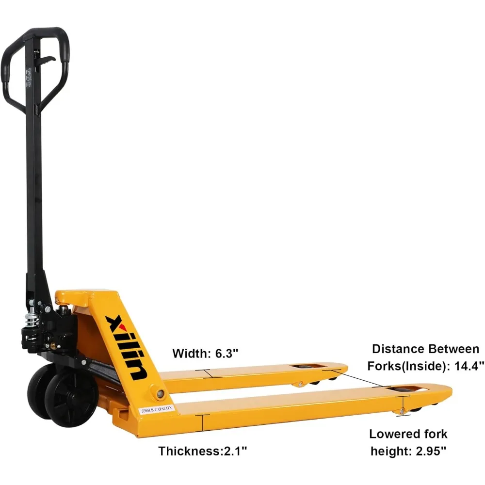 Manual Pallet Jack Truck, Hand Pallet Jack 5500Lbs Capacity 48" L x27 W Forks Standard Duty Pallet Jacks