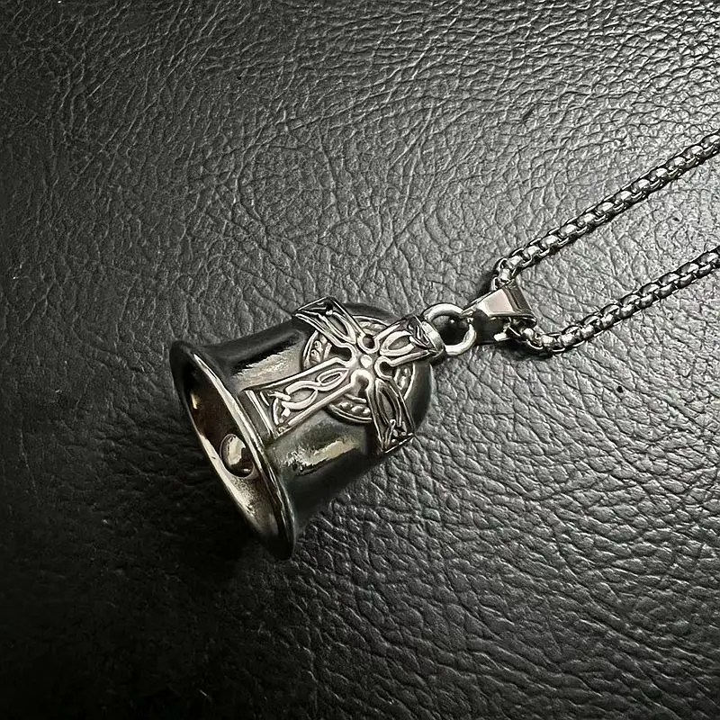 Stainless steel cast vintage polished Nordic Viking cross ride Lucky Exorcist bell