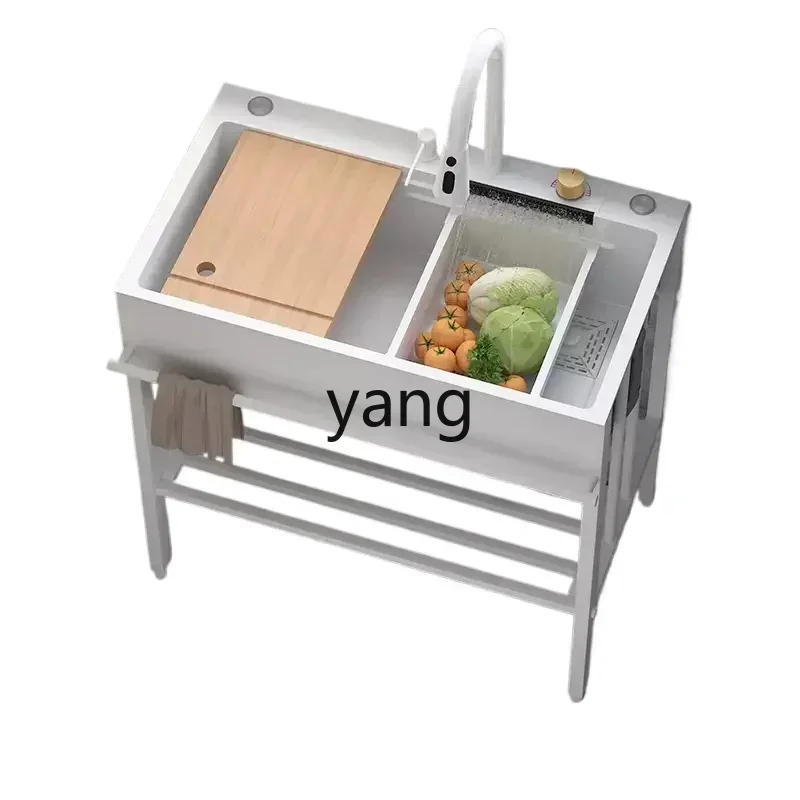 

CX household white vegetable basin large single sink kitchen sink with bracket floor-to-ceiling stainless steel dishwasher