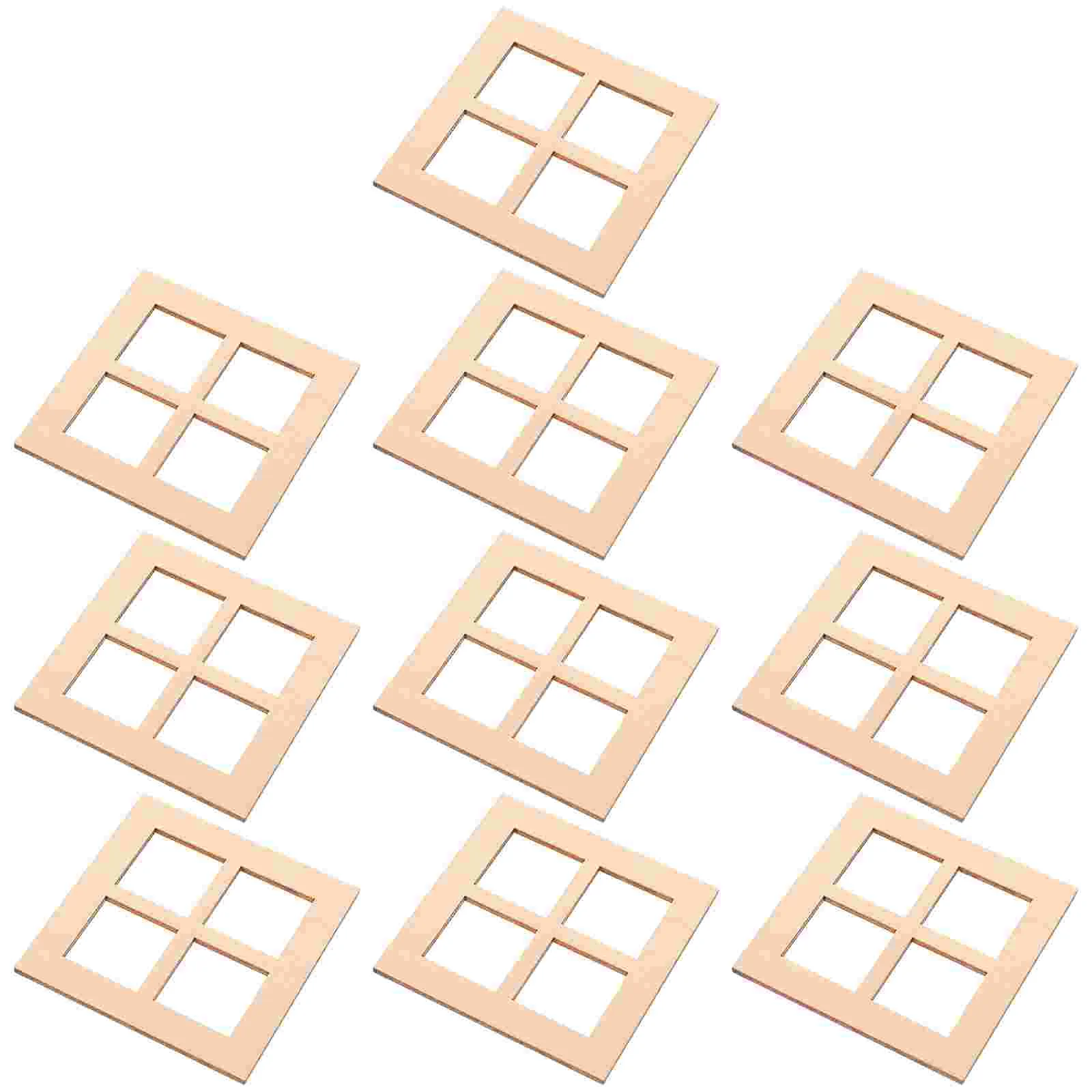 

10 Pcs House Decoration Miniatures Window Dollhouse Ornaments Furniture Wooden Supplies