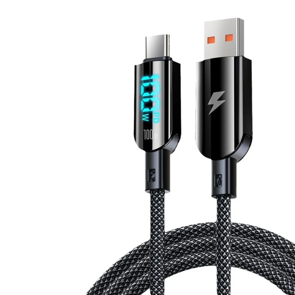 Creative Digital Display Type C To USB Type C Cable 1.2M Visible Data Cord Nylon Woven Quick Charge Fast Charge Cable